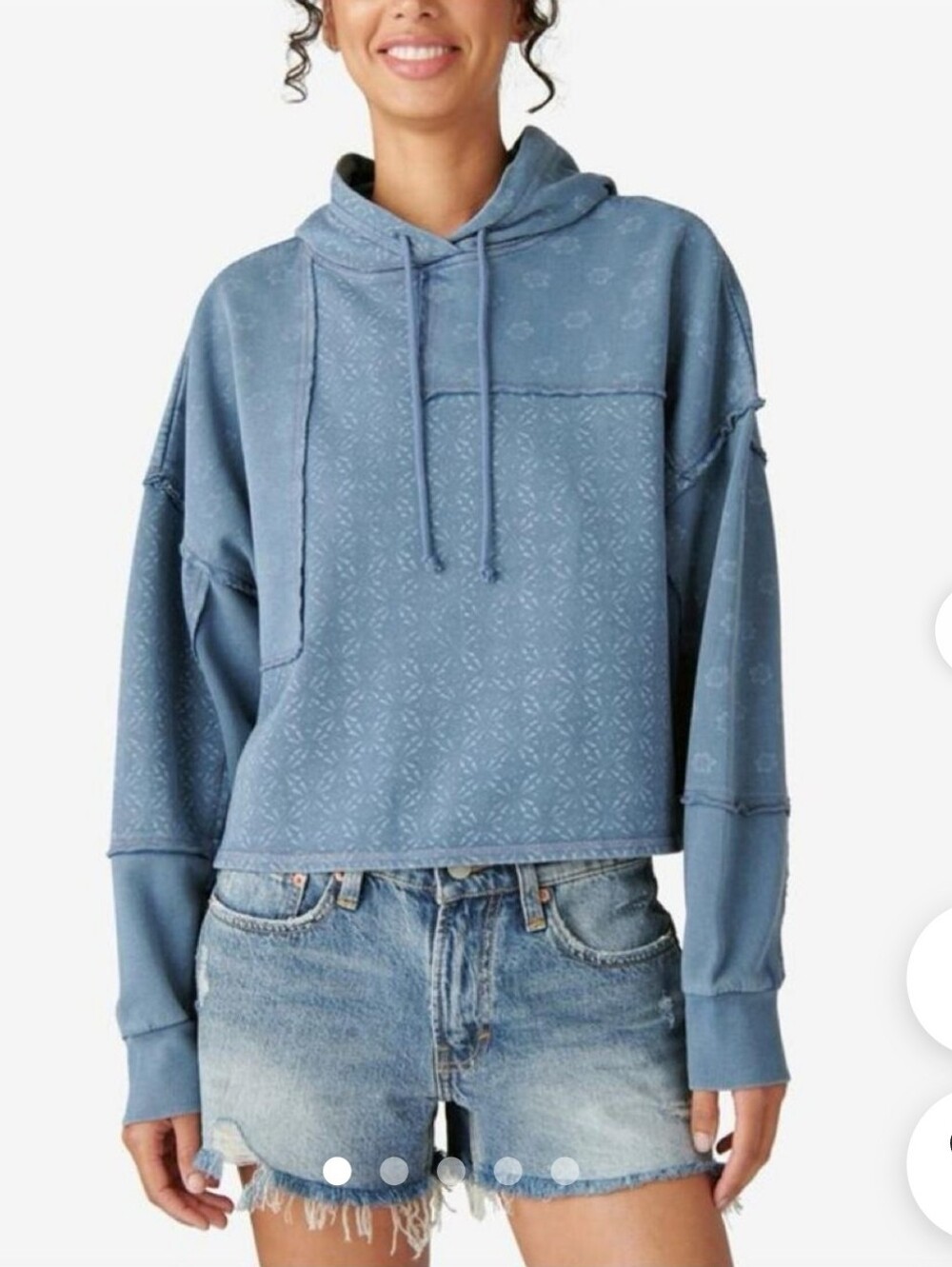 Lucky Brand Patch Batwing Crop Hoodie